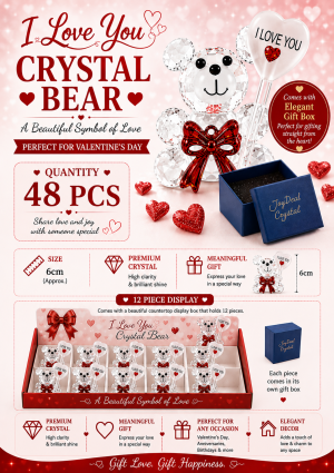 Crystal I Love You Bear Display