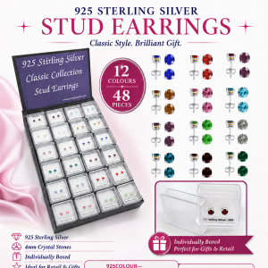 925 Silver Crystal Stud Earring Display