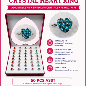 Crystal Heart Adjustable Ring