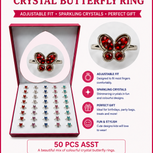 Crystal Butterfly Adjustable Ring