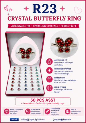 Crystal Butterfly Adjustable Ring