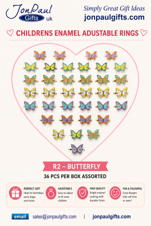 Children's Enamel Butterfly Adjustable Ring
