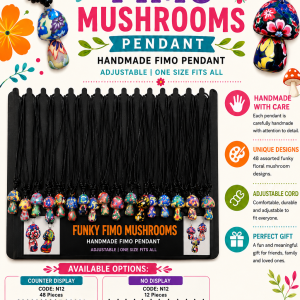 Funky Fimo Mushroom Pendant Display