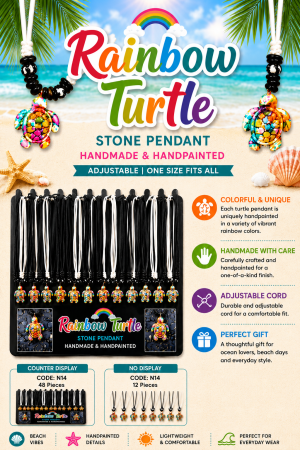 Handmade Multi-colour Glass Turtle Pendant Display