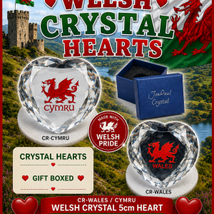 Crystal Heart CYMRU Welsh Dragon