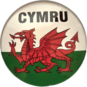 Glass Dome Welsh Circular Magnet - CYMRU 5 cm