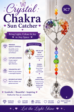 Crystal & Gemstone Suncatcher Tree of Life Heart