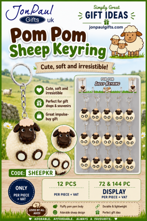 Pom Pom Sheep Keyring