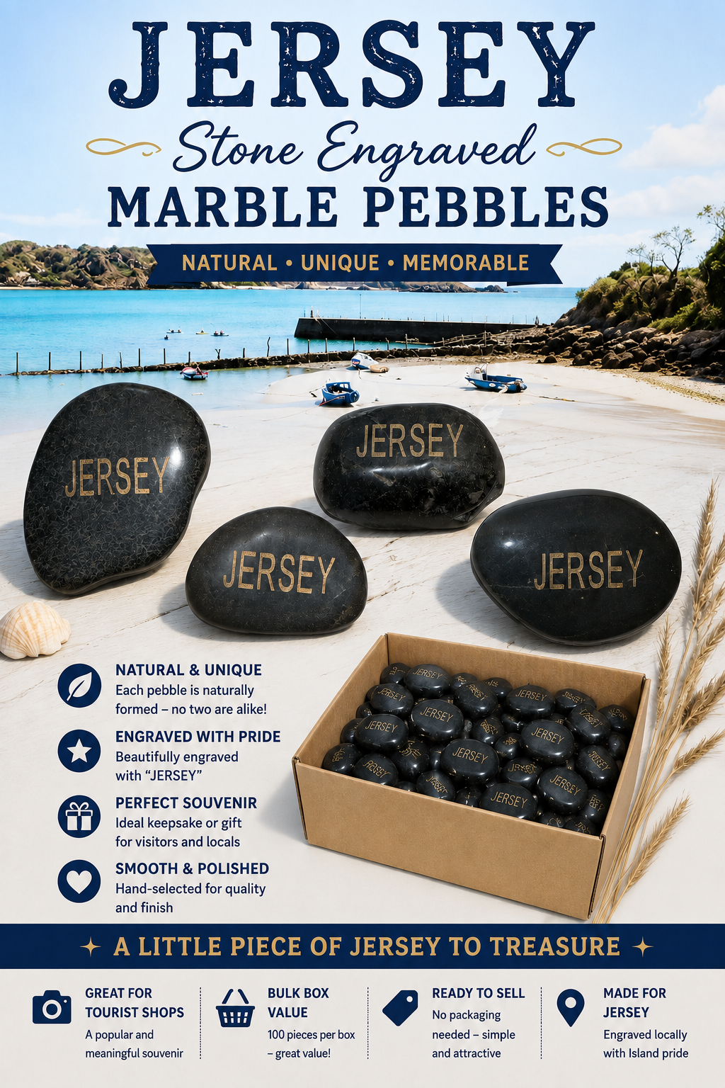 JERSEY Engraved Souvenir Pebble