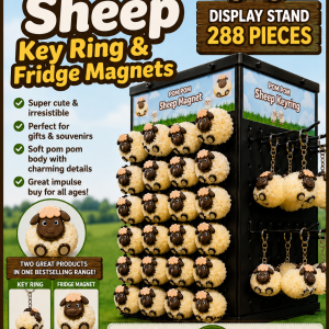 Pom Pom Sheep Magnet & Keyring Counter Spinner