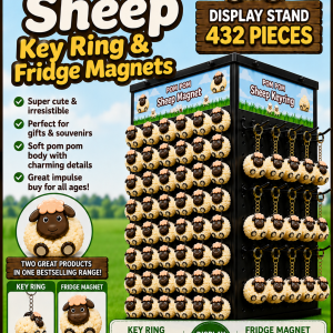 Pom Pom Sheep Magnet & Keyring Counter Spinner